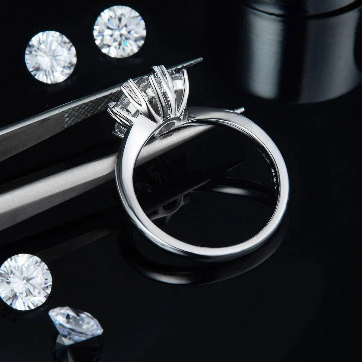 1ct D Color Round Diamond Snowflake Halo Engagement Ring