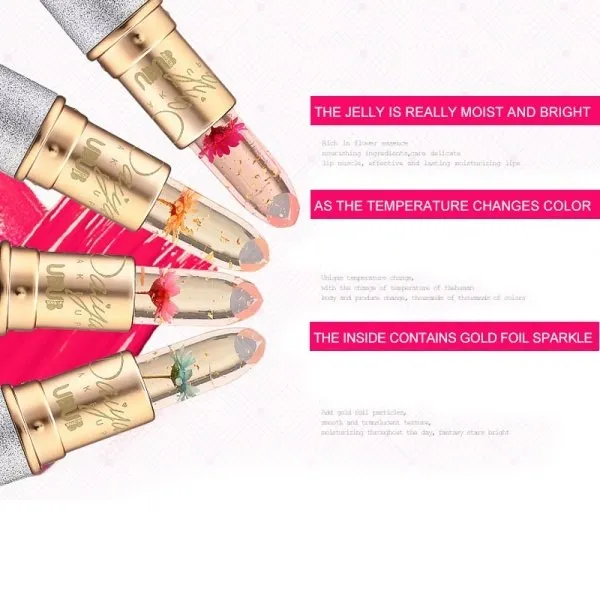 1pc Moisturizer lip balm  New Flower Temperature Change Jelly Lipstick