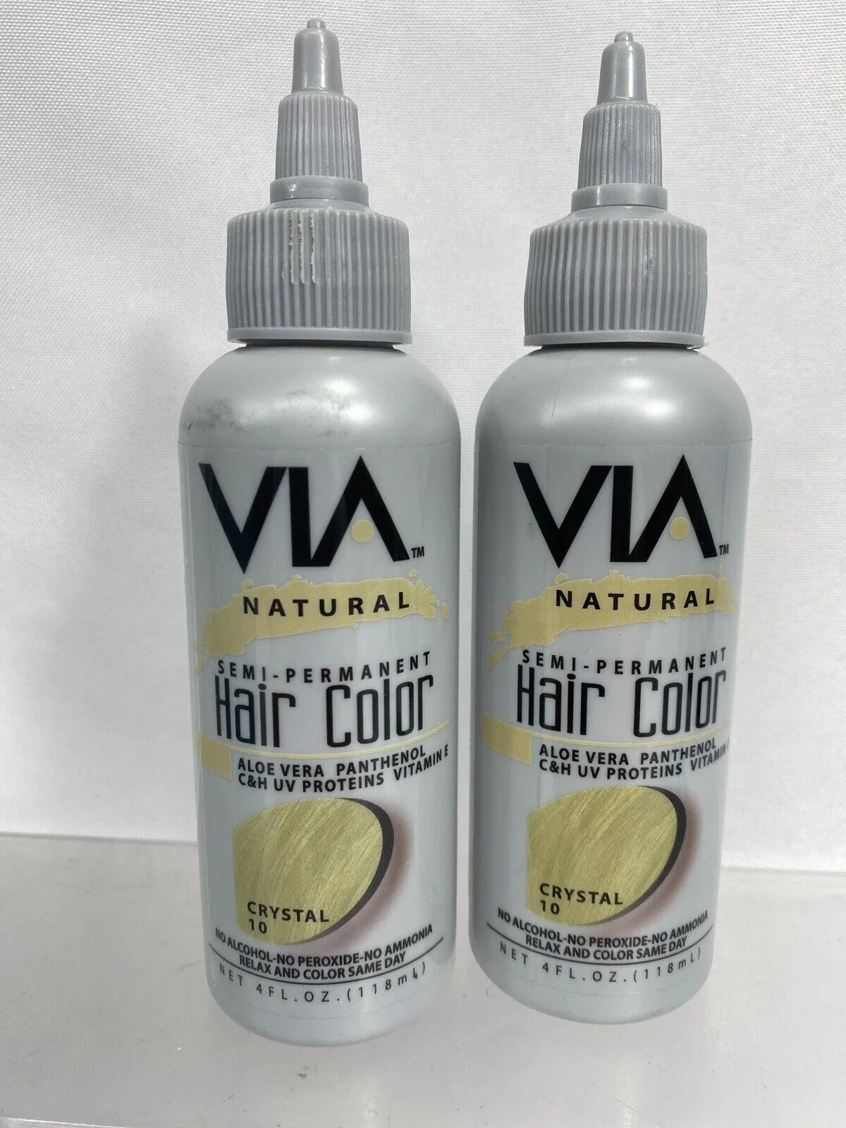 (2) Blonde Via Natural 10 Crystal Semi-Permanent Hair Color No Alcohol/Peroxide