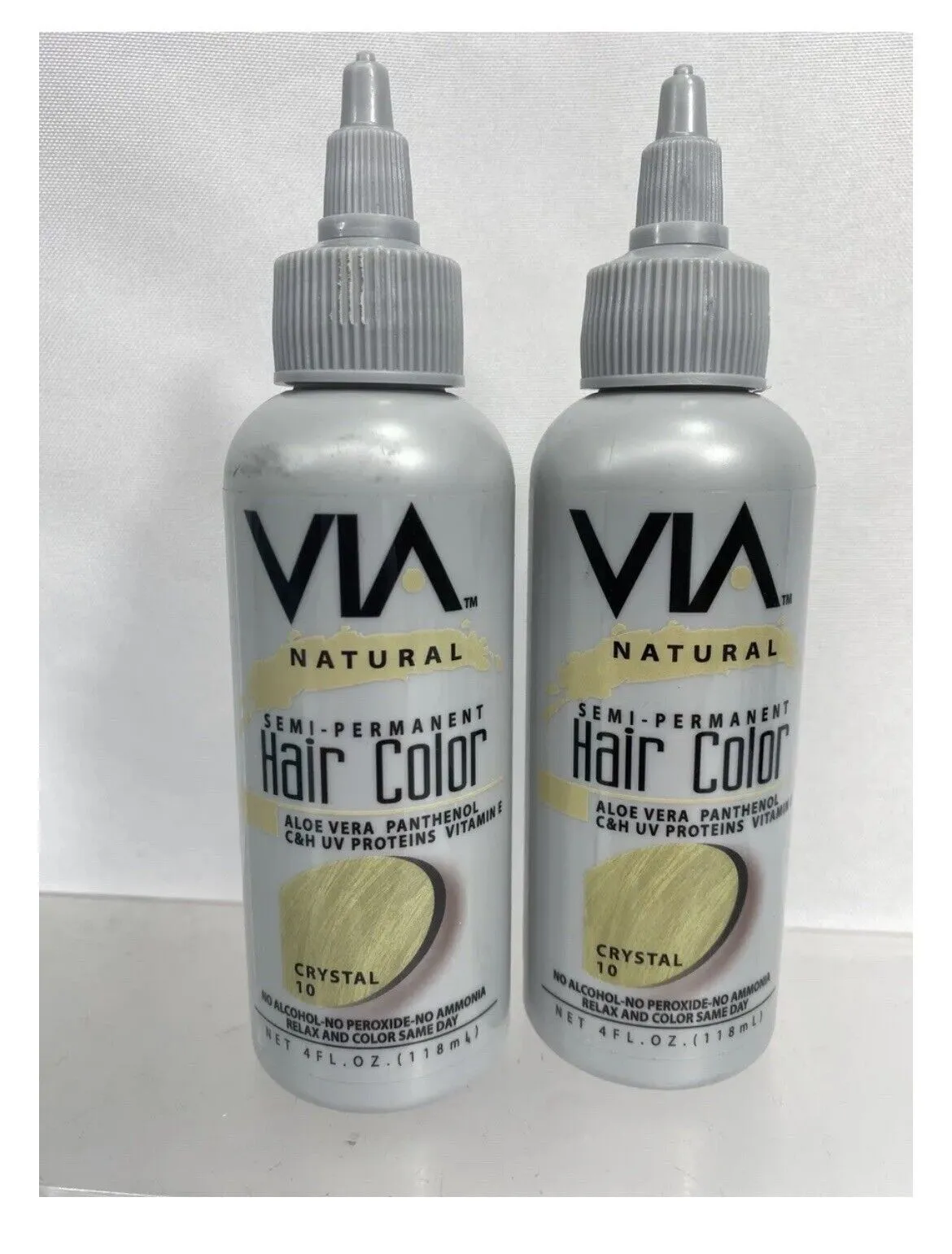 (2) Blonde Via Natural 10 Crystal Semi-Permanent Hair Color No Alcohol/Peroxide