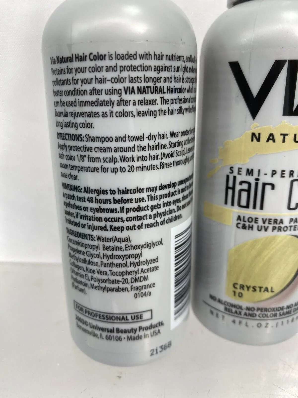 (2) Blonde Via Natural 10 Crystal Semi-Permanent Hair Color No Alcohol/Peroxide