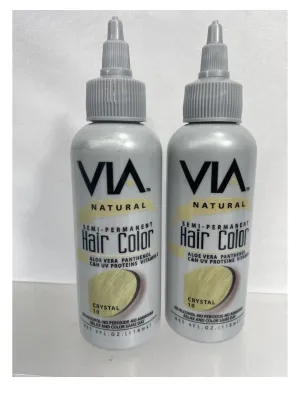 (2) Blonde Via Natural 10 Crystal Semi-Permanent Hair Color No Alcohol/Peroxide