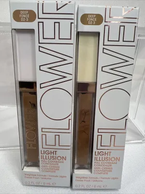 (2) Deep D2-3 Flower Light Illusion Full Coverage Concealer Crease Proof Contour
