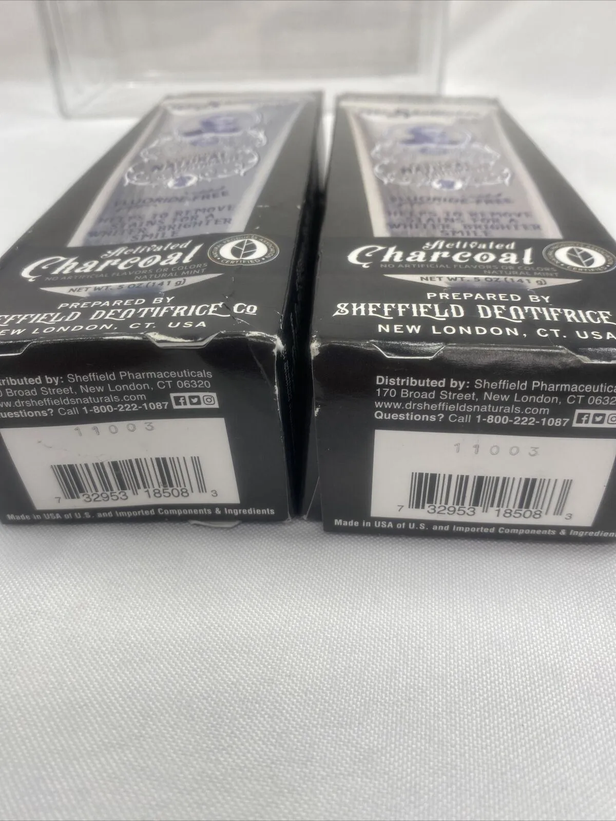 (2) Dr Sheffield Certified Natural Toothpaste No Fluoride Activated Charcoal 5oz