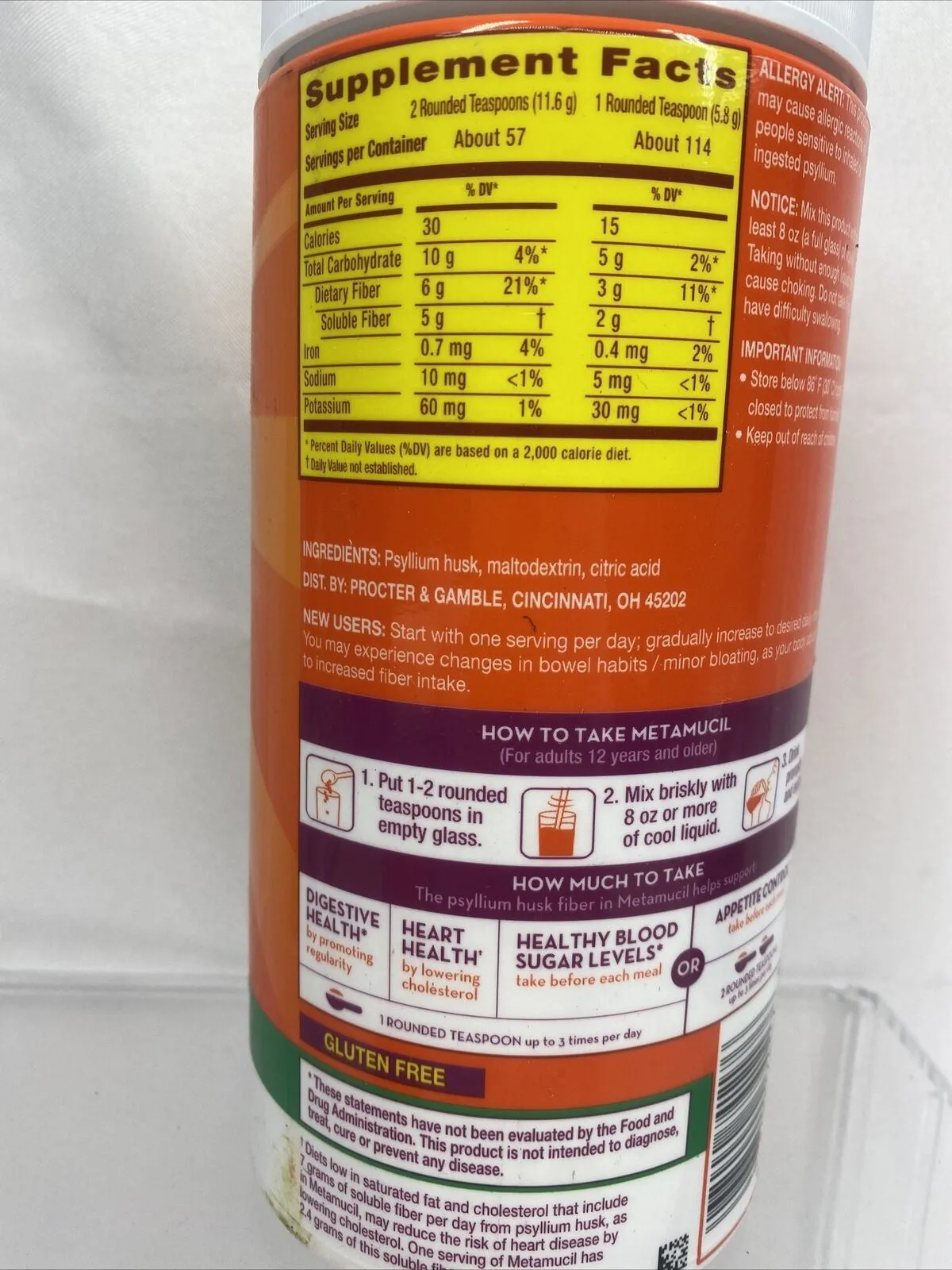 (2) Metamucil 4-in-1 Fiber No Added Sweeteners   Unflavored Psyllium Powder 6/23