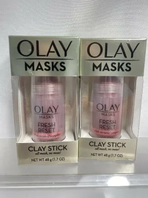 (2) Olay Fresh Reset Pink Mineral Complex Clay Face Mask No Mess Stick 1.7 Oz
