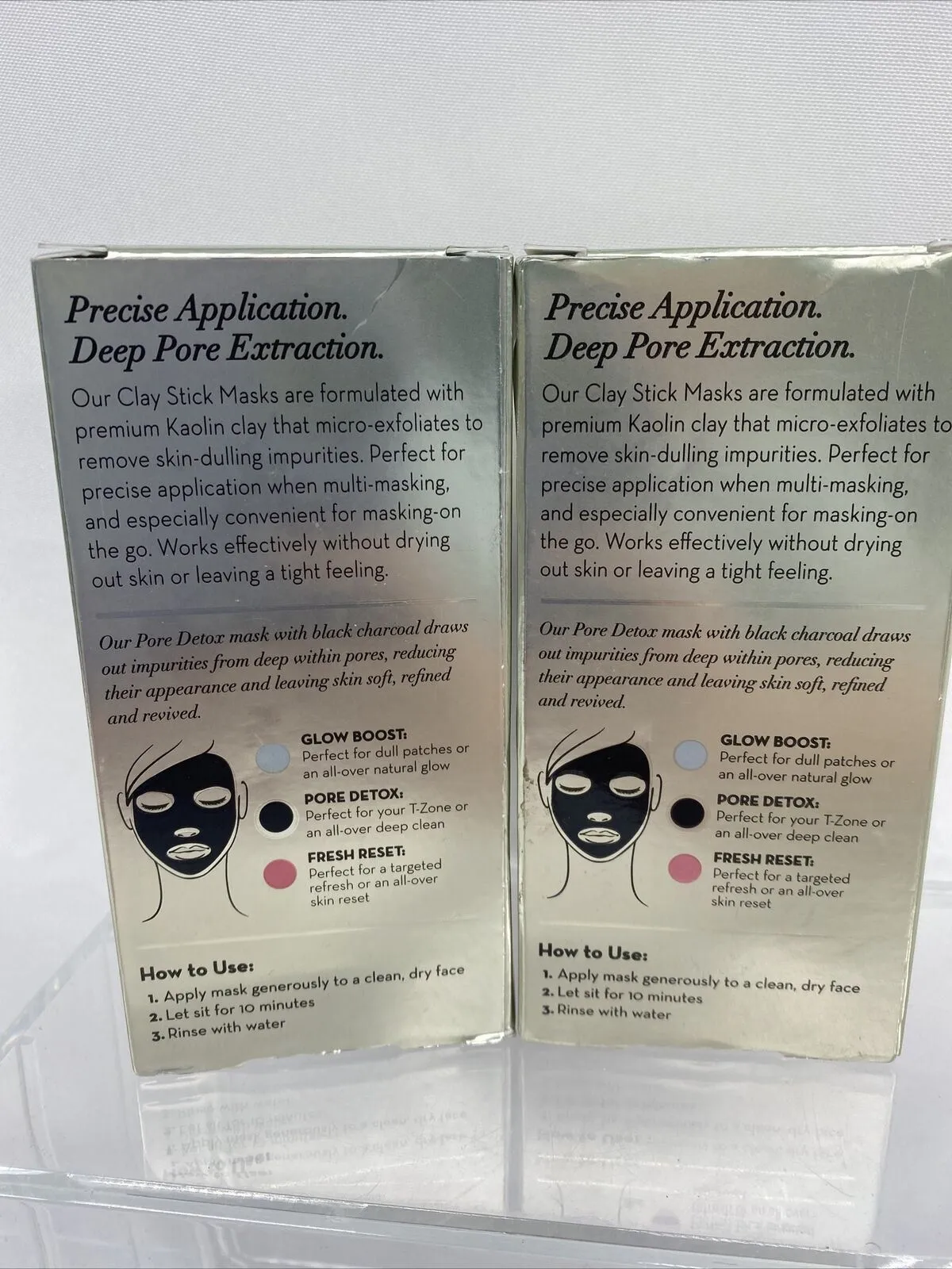 (2) Olay Pore Detox Black Charcoal Clay Face Mask No Mess Stick 1.7 Oz
