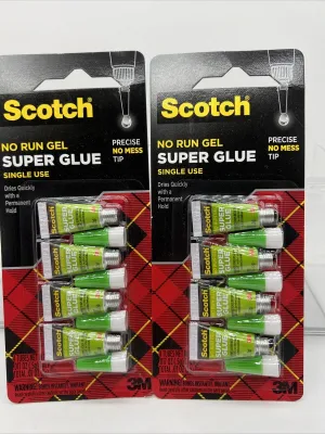 (2)  Scotch Single Use Super Glue No Run Gel 0.02oz  4per Pack COMBINE SHIPPING!