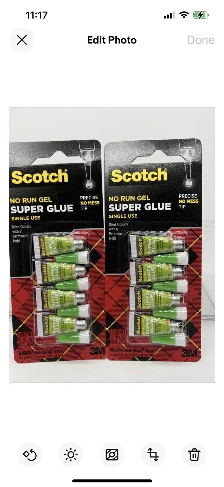 (2)  Scotch Single Use Super Glue No Run Gel 0.02oz  4per Pack COMBINE SHIPPING!