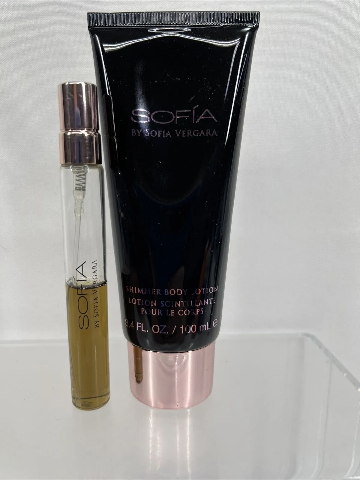 (2) Sofia by Sofia Vergara Shimmer Lotion 3.4oz & Rollerball .33oz RARE exclusiv