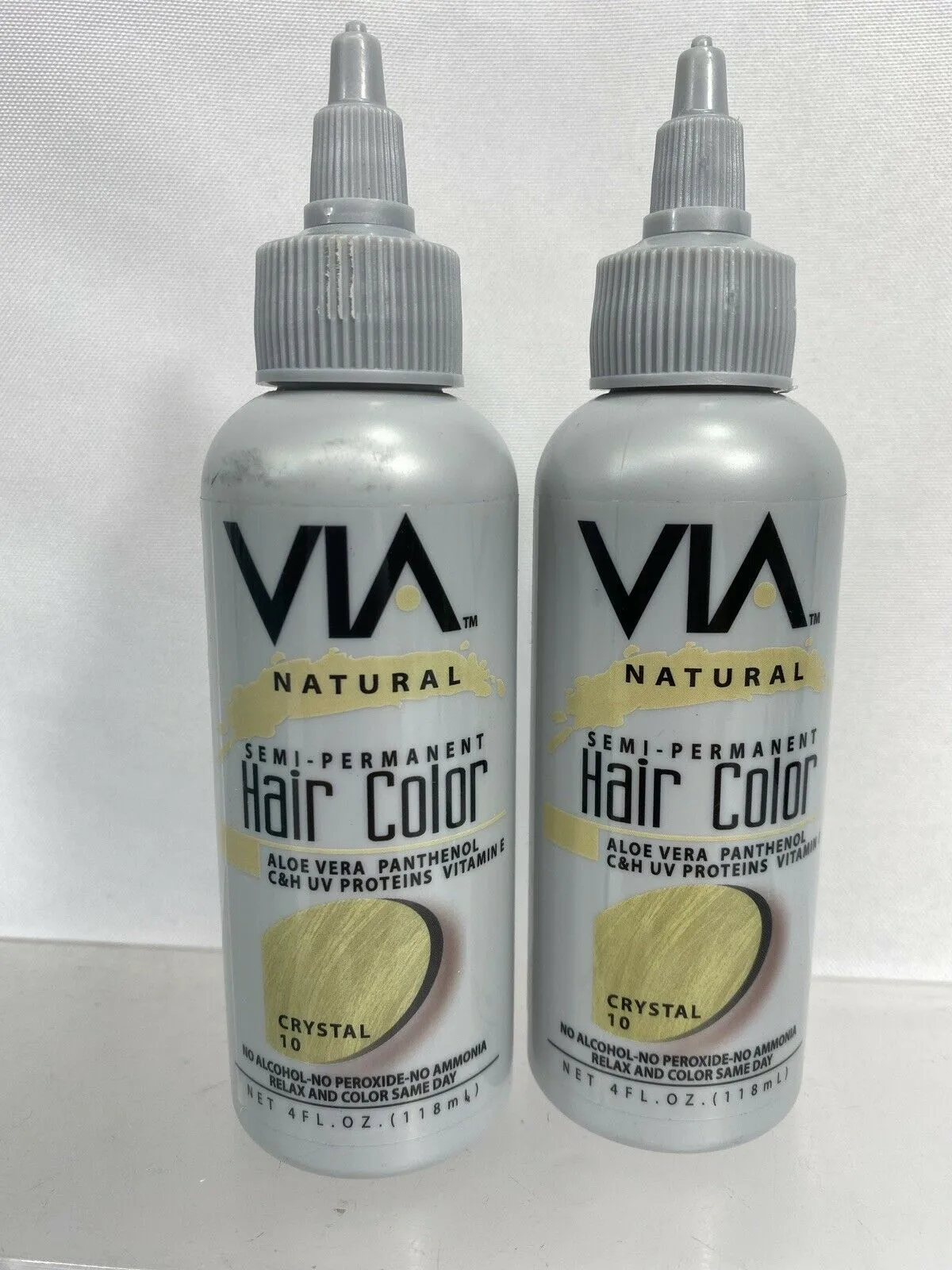 (2) Via Natural 10 Crystal Semi-Permanent Hair Color No Alcohol-Peroxide Blonde