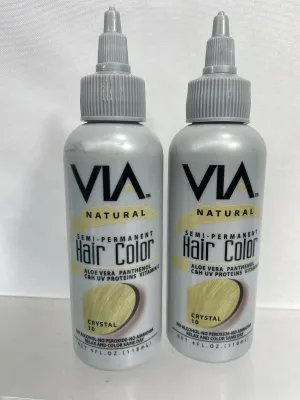 (2) Via Natural 10 Crystal Semi-Permanent Hair Color No Alcohol-Peroxide Blonde