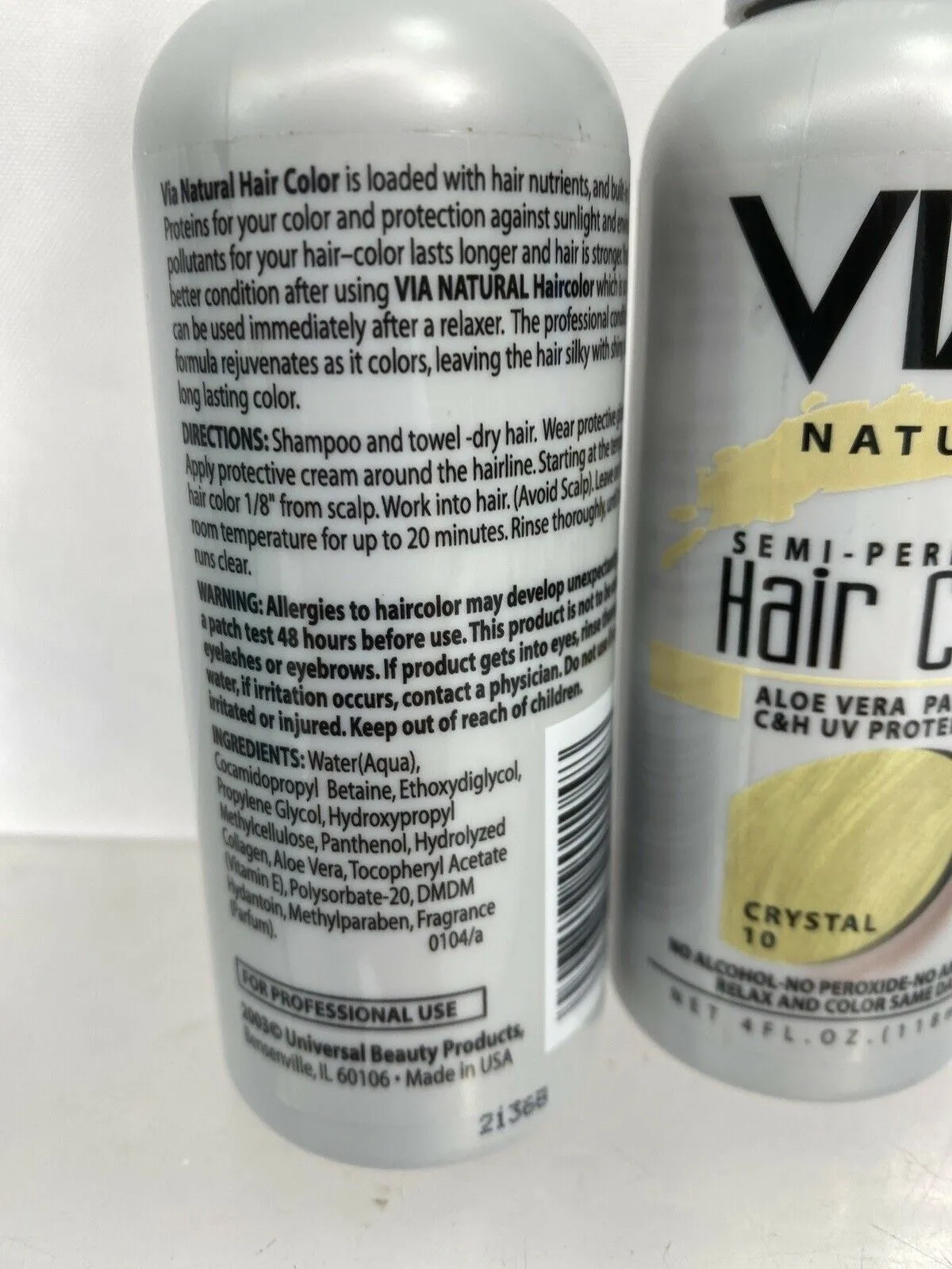(2) Via Natural 10 Crystal Semi-Permanent Hair Color No Alcohol-Peroxide Blonde