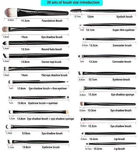 20PCS  PurpleBlack Makeup Brush Set