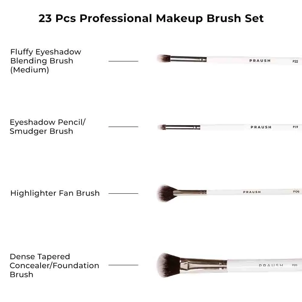 23 Pcs Professional Makeup Brush Set with Roll on Bag