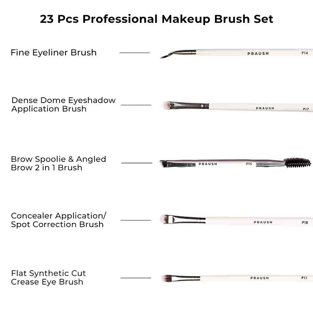23 Pcs Professional Makeup Brush Set with Roll on Bag