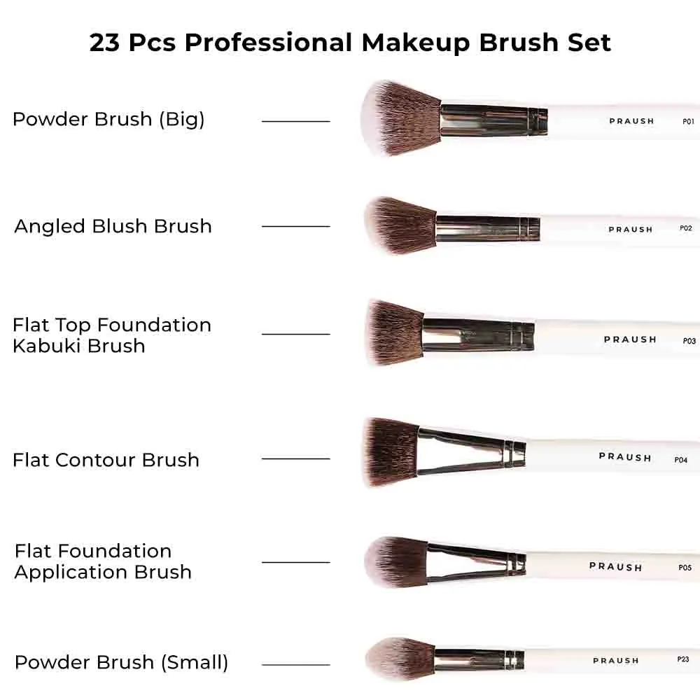 23 Pcs Professional Makeup Brush Set with Roll on Bag