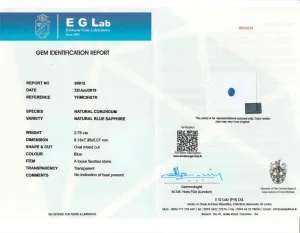 2.78 ct. EGL Certified Unheated Oval Blue Sapphire