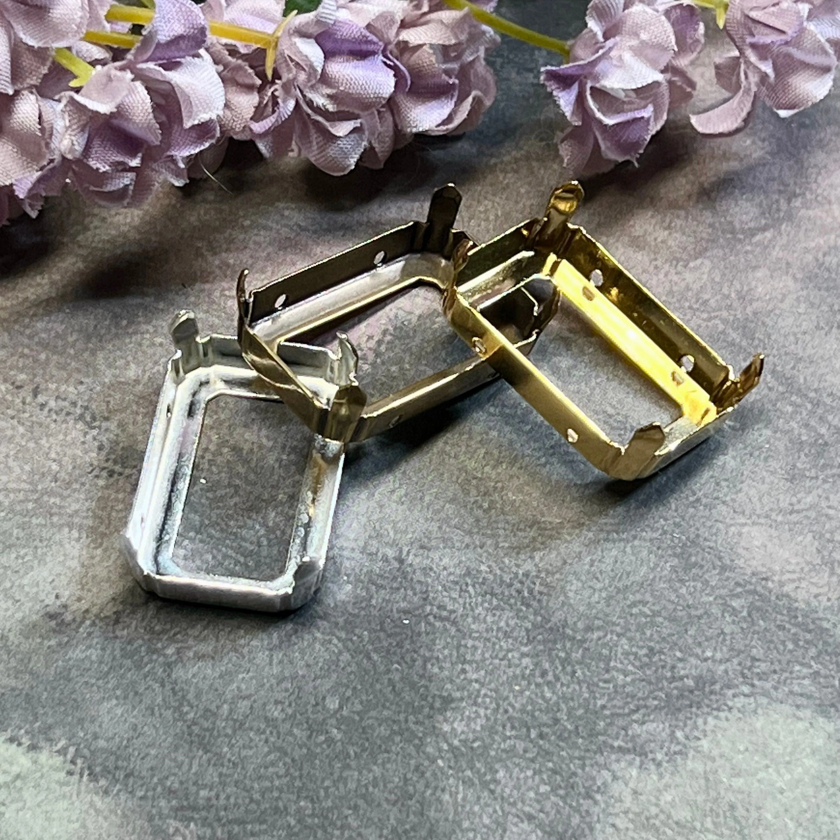 27x18.5mm Octagon Settings, Art 4627,  2 Pieces Silver Plated, Gold Plated, Antique Bronze Plated Gemstone Crystal setting, Bead Embroidery