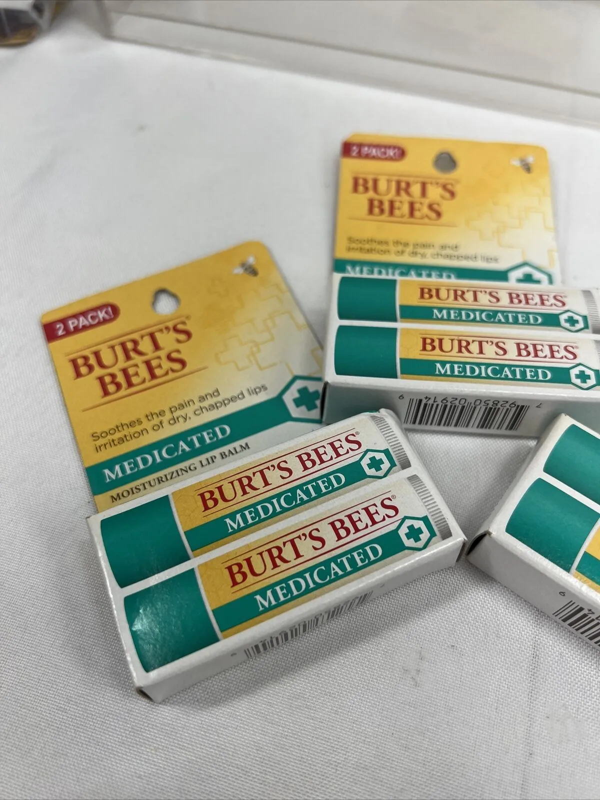 (3) (2-Pack) Burt's Bees MEDICATED 100% Natural Moisturizing Lip Balms