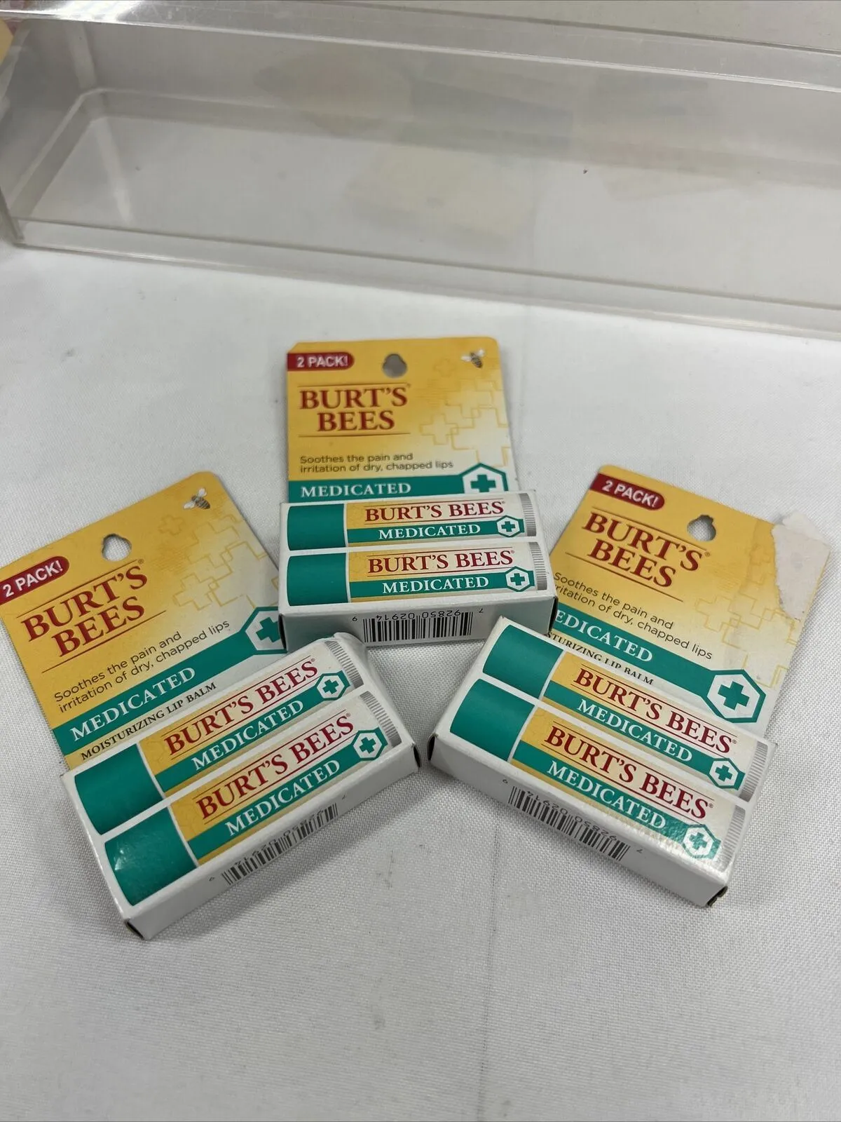 (3) (2-Pack) Burt's Bees MEDICATED 100% Natural Moisturizing Lip Balms
