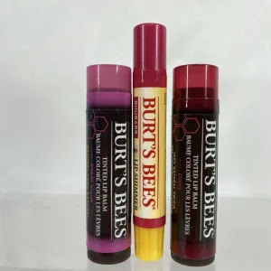 (3) Burt's Bees Lip Shimmer Lip Balm Rhubarb Sweet Violet Daisy Tinted Lip Balm￼