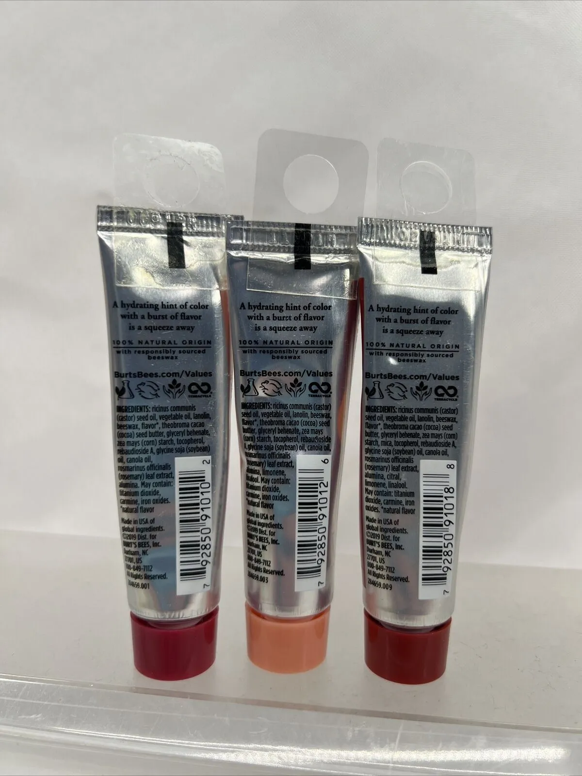 (3) Burt's Bees Squeezy Tinted Lip Balm Moisturizer Peach watermelon ￼Mandarin