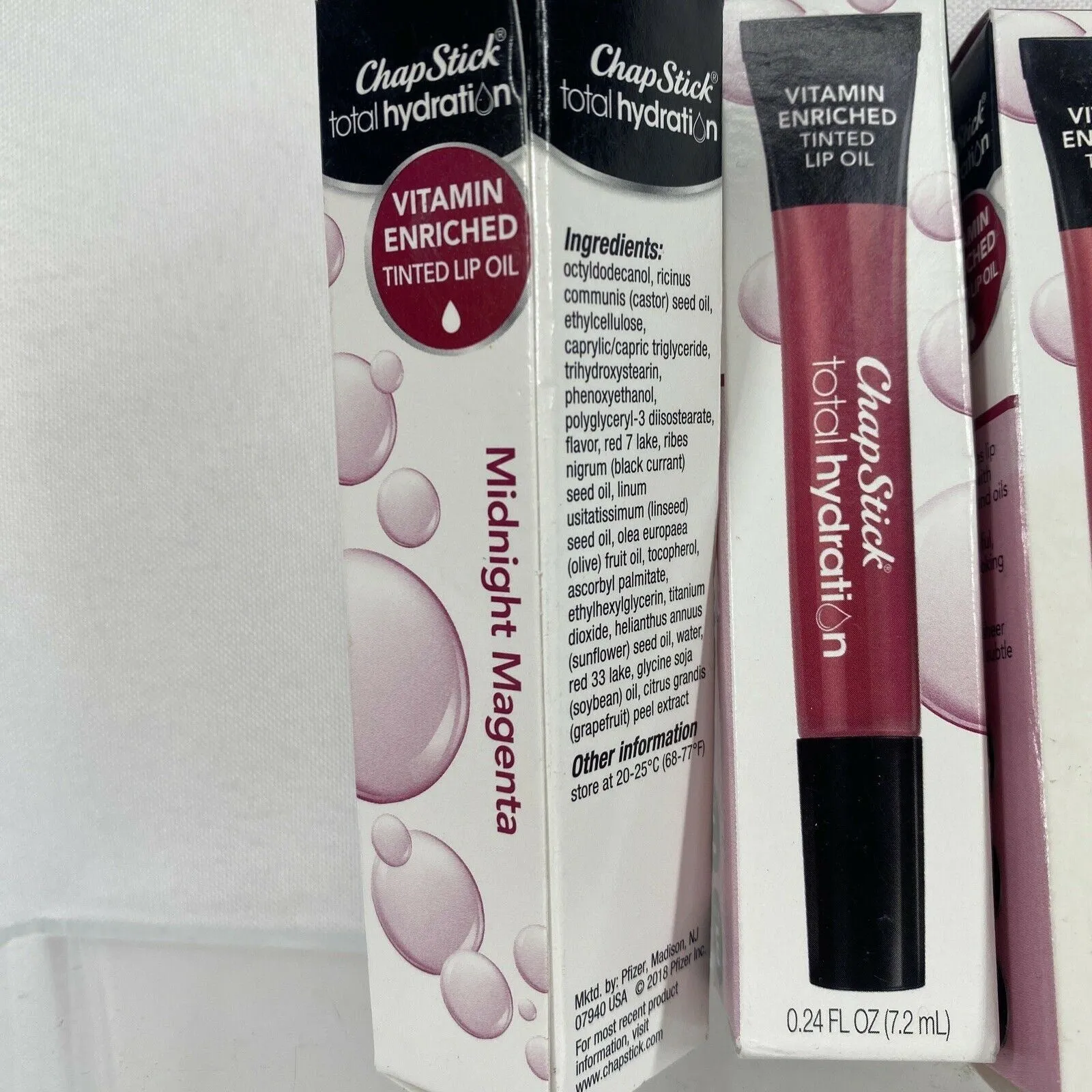 (3) ChapStick Midnight Magenta Total Hydration Vitamin Enriched Tinted Lip Oil