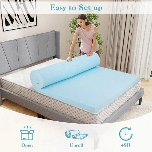 3 Inch Gel-Infused Memory Foam Mattress Topper with Removable Cover-Queen Size -