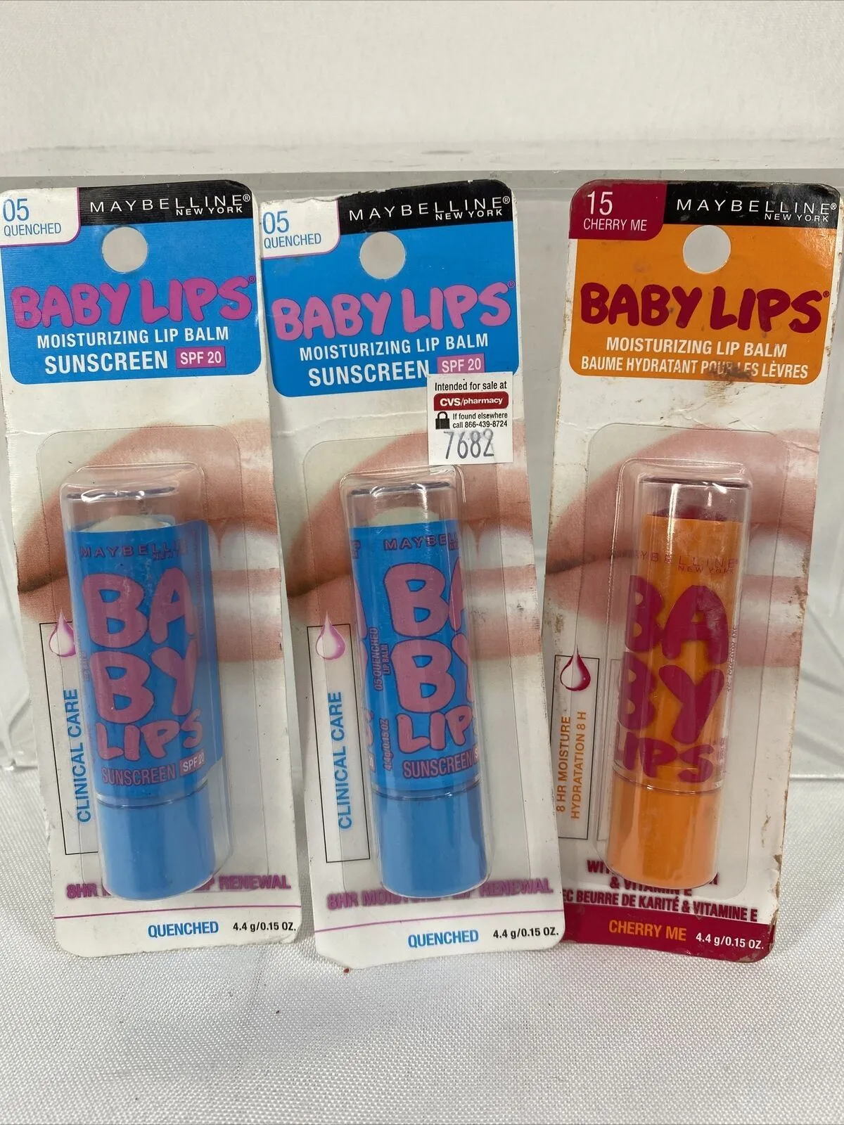 (3) Maybelline Baby Lips Moisturizing Lip Balm ~05 Quenched & 15 Cherry Me