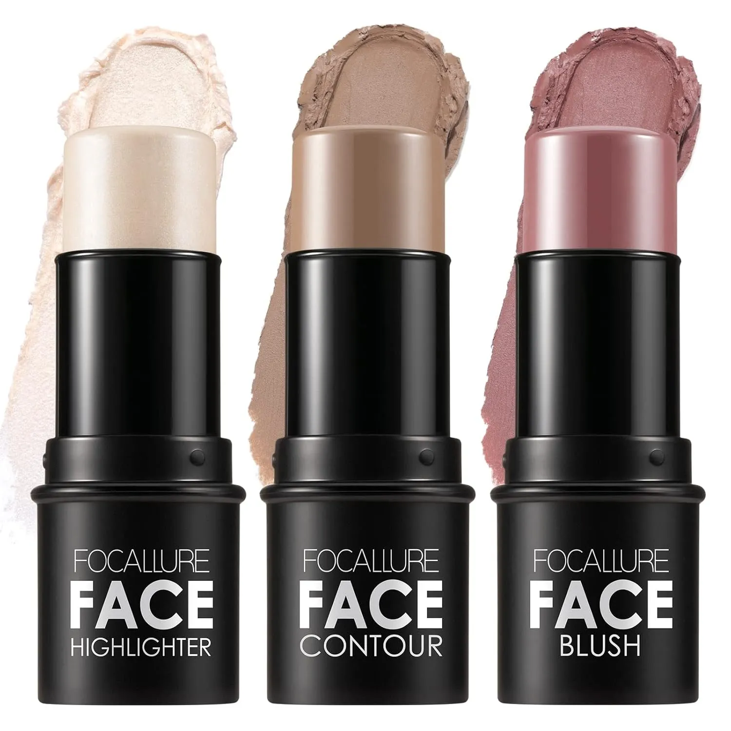 3 Pcs Cream Contour Sticks,Shades with Highlighter & Bronzer & Blush,Non-Greasy Long-Wear Face Contouring Pen,Easy to Sculpt the Face and Create a Lightweight Finishing Makeup,Light-Medium