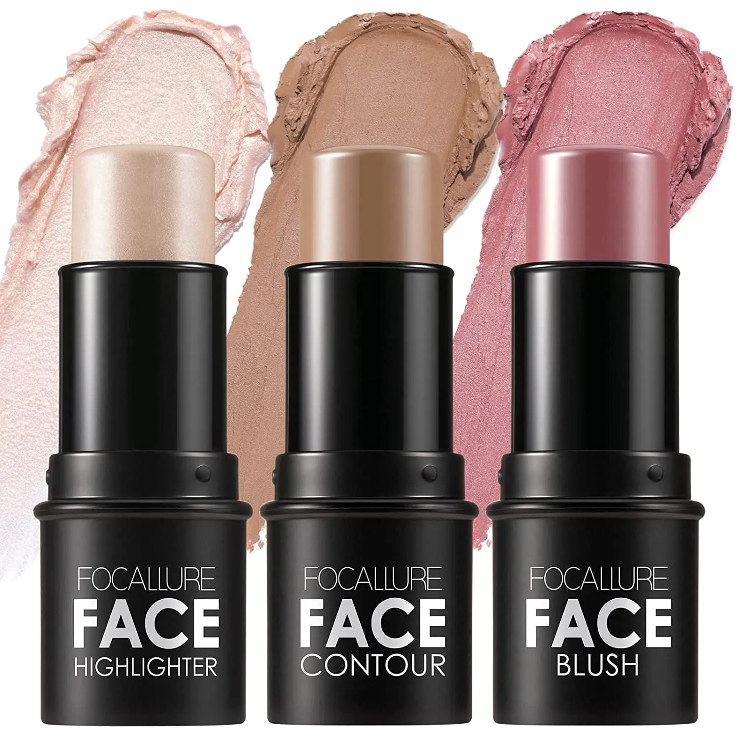 3 Pcs Cream Contour Sticks,Shades with Highlighter & Bronzer & Blush,Non-Greasy Long-Wear Face Contouring Pen,Easy to Sculpt the Face and Create a Lightweight Finishing Makeup,Light-Medium