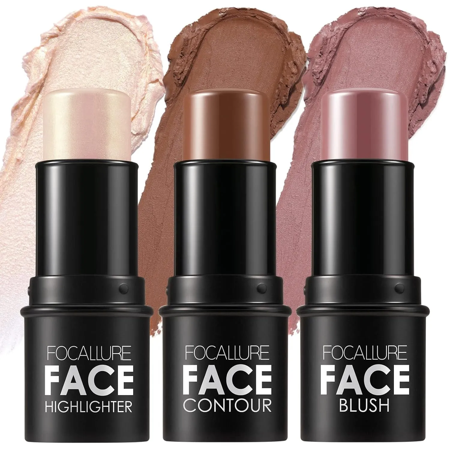3 Pcs Cream Contour Sticks,Shades with Highlighter & Bronzer & Blush,Non-Greasy Long-Wear Face Contouring Pen,Easy to Sculpt the Face and Create a Lightweight Finishing Makeup,Light-Medium