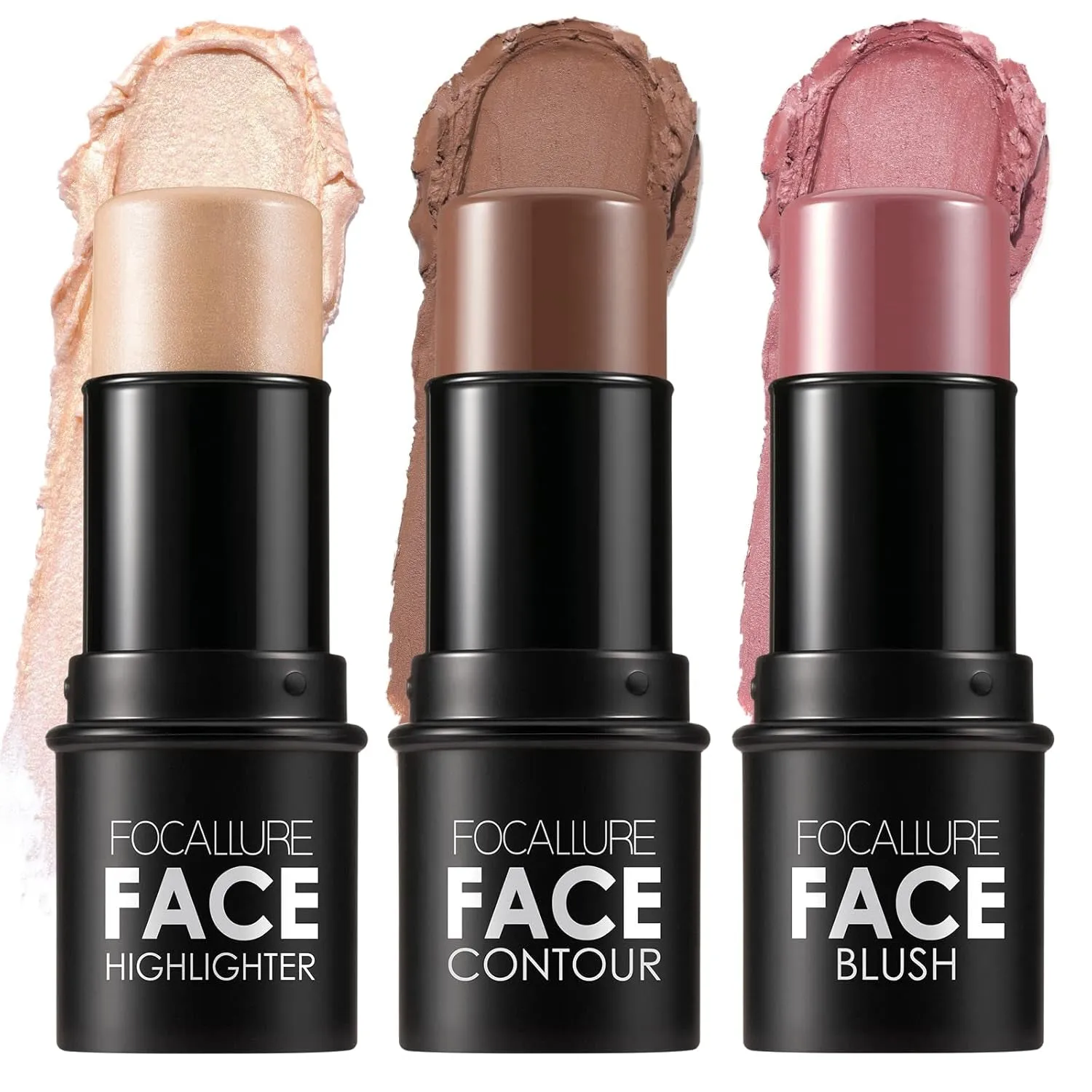 3 Pcs Cream Contour Sticks,Shades with Highlighter & Bronzer & Blush,Non-Greasy Long-Wear Face Contouring Pen,Easy to Sculpt the Face and Create a Lightweight Finishing Makeup,Light-Medium