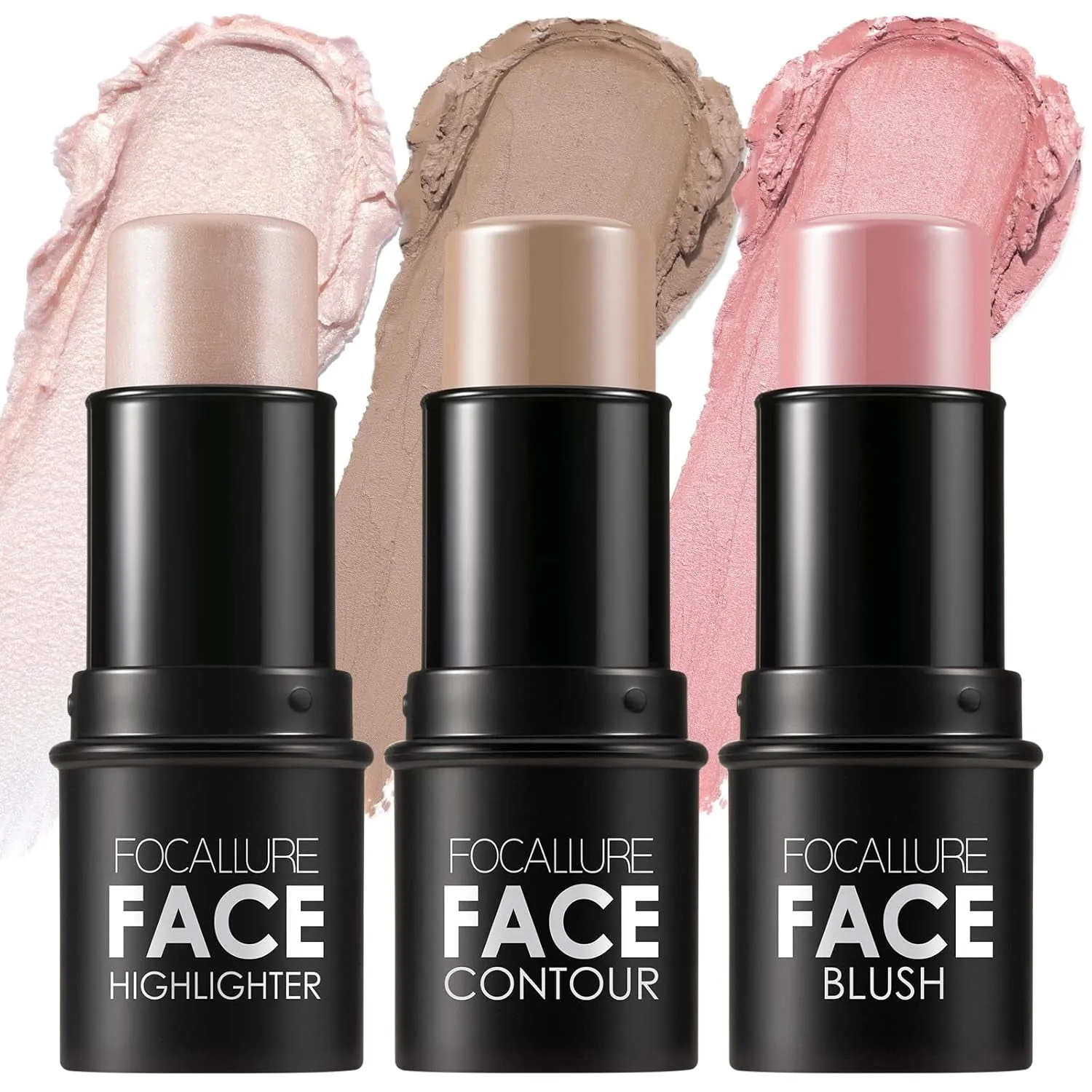 3 Pcs Cream Contour Sticks,Shades with Highlighter & Bronzer & Blush,Non-Greasy Long-Wear Face Contouring Pen,Easy to Sculpt the Face and Create a Lightweight Finishing Makeup,Light-Medium