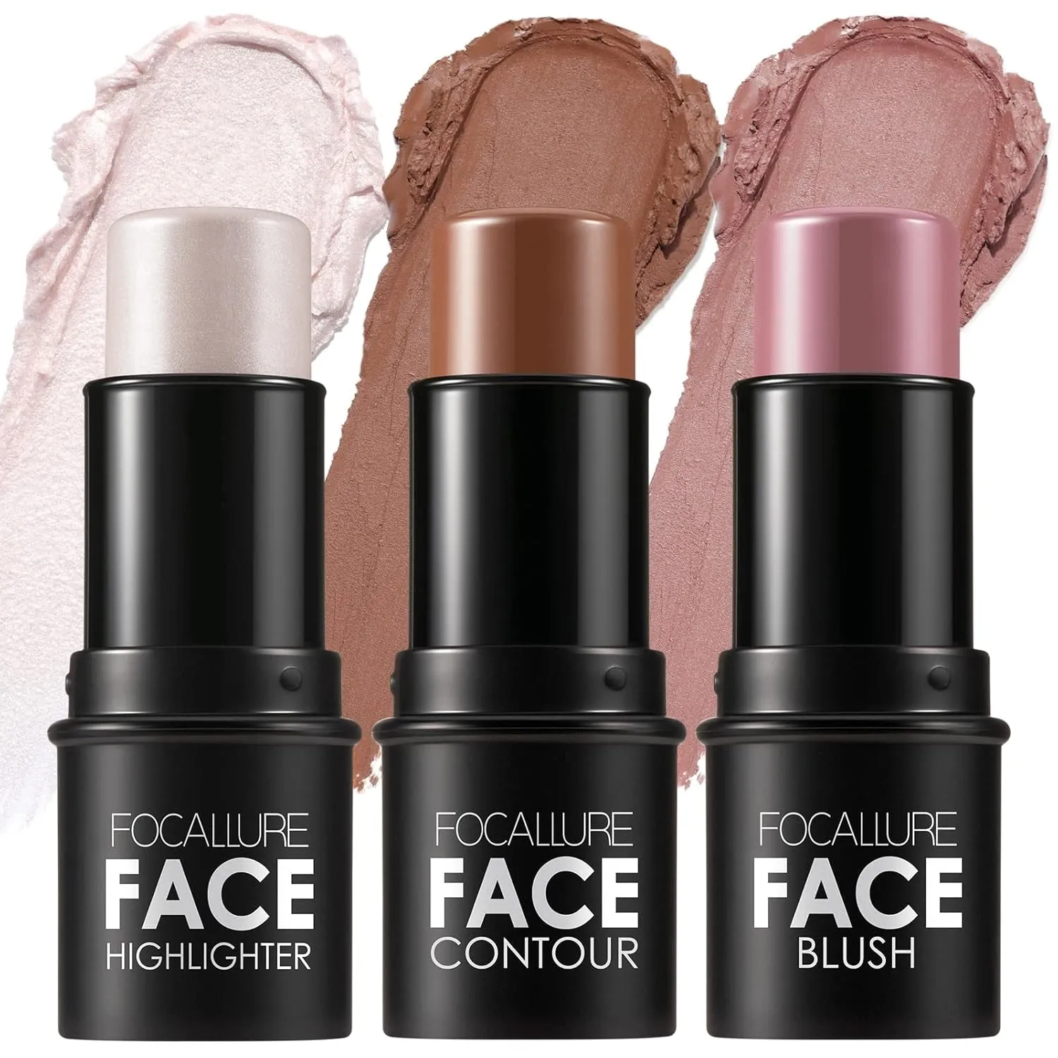 3 Pcs Cream Contour Sticks,Shades with Highlighter & Bronzer & Blush,Non-Greasy Long-Wear Face Contouring Pen,Easy to Sculpt the Face and Create a Lightweight Finishing Makeup,Light-Medium