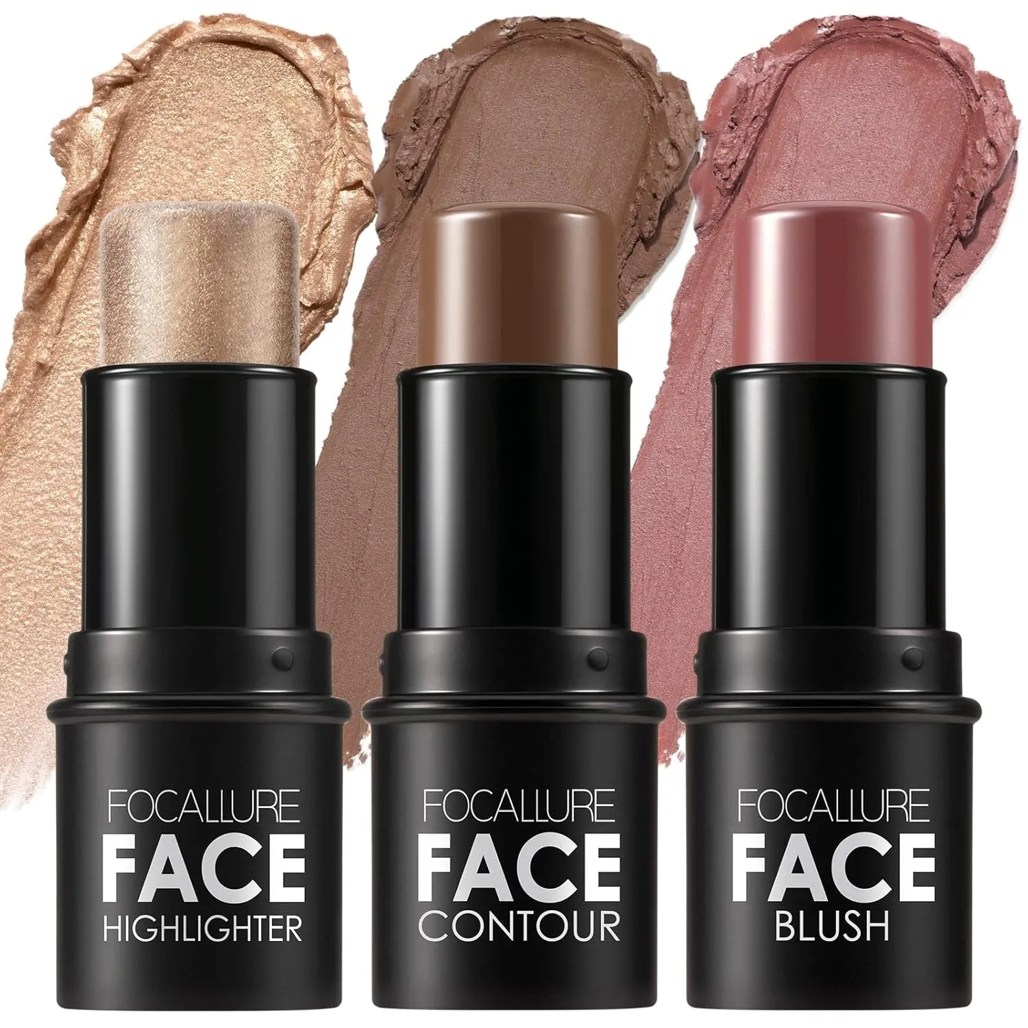 3 Pcs Cream Contour Sticks,Shades with Highlighter & Bronzer & Blush,Non-Greasy Long-Wear Face Contouring Pen,Easy to Sculpt the Face and Create a Lightweight Finishing Makeup,Light-Medium