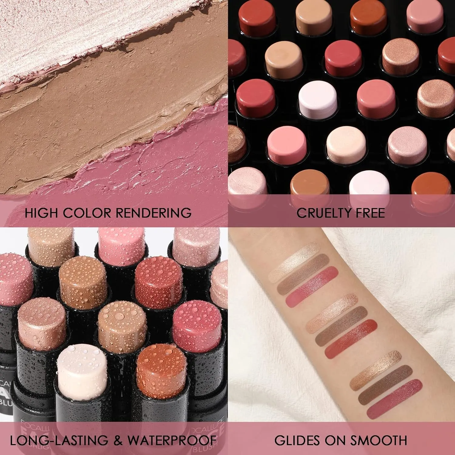 3 Pcs Cream Contour Sticks,Shades with Highlighter & Bronzer & Blush,Non-Greasy Long-Wear Face Contouring Pen,Easy to Sculpt the Face and Create a Lightweight Finishing Makeup,Light-Medium