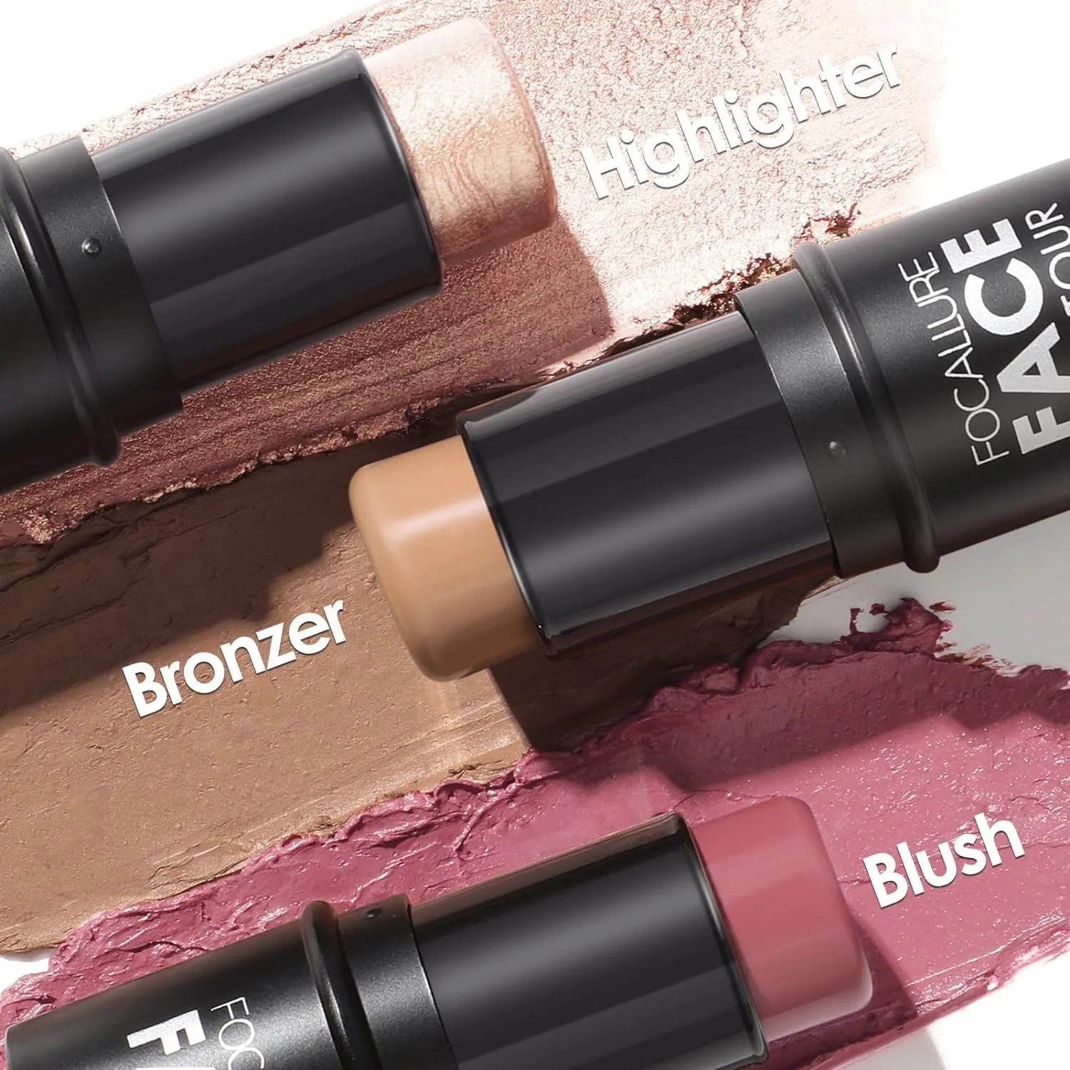 3 Pcs Cream Contour Sticks,Shades with Highlighter & Bronzer & Blush,Non-Greasy Long-Wear Face Contouring Pen,Easy to Sculpt the Face and Create a Lightweight Finishing Makeup,Light-Medium