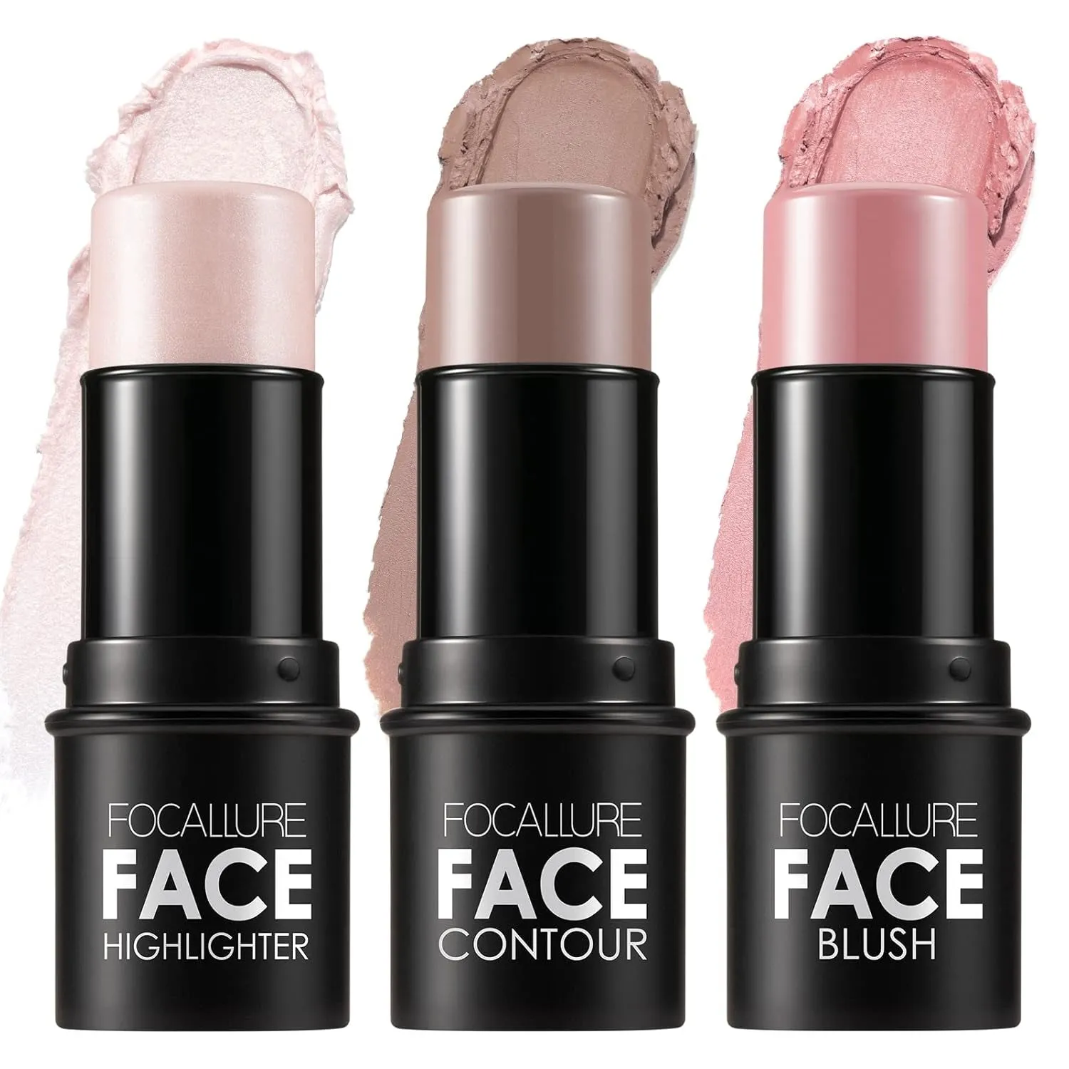 3 Pcs Cream Contour Sticks,Shades with Highlighter & Bronzer & Blush,Non-Greasy Long-Wear Face Contouring Pen,Easy to Sculpt the Face and Create a Lightweight Finishing Makeup,Light-Medium