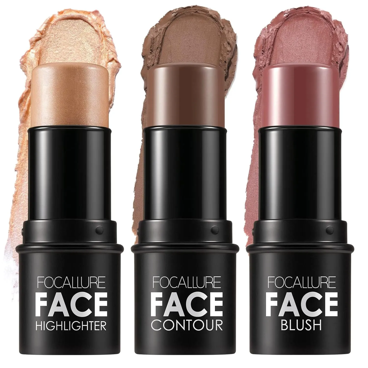 3 Pcs Cream Contour Sticks,Shades with Highlighter & Bronzer & Blush,Non-Greasy Long-Wear Face Contouring Pen,Easy to Sculpt the Face and Create a Lightweight Finishing Makeup,Light-Medium