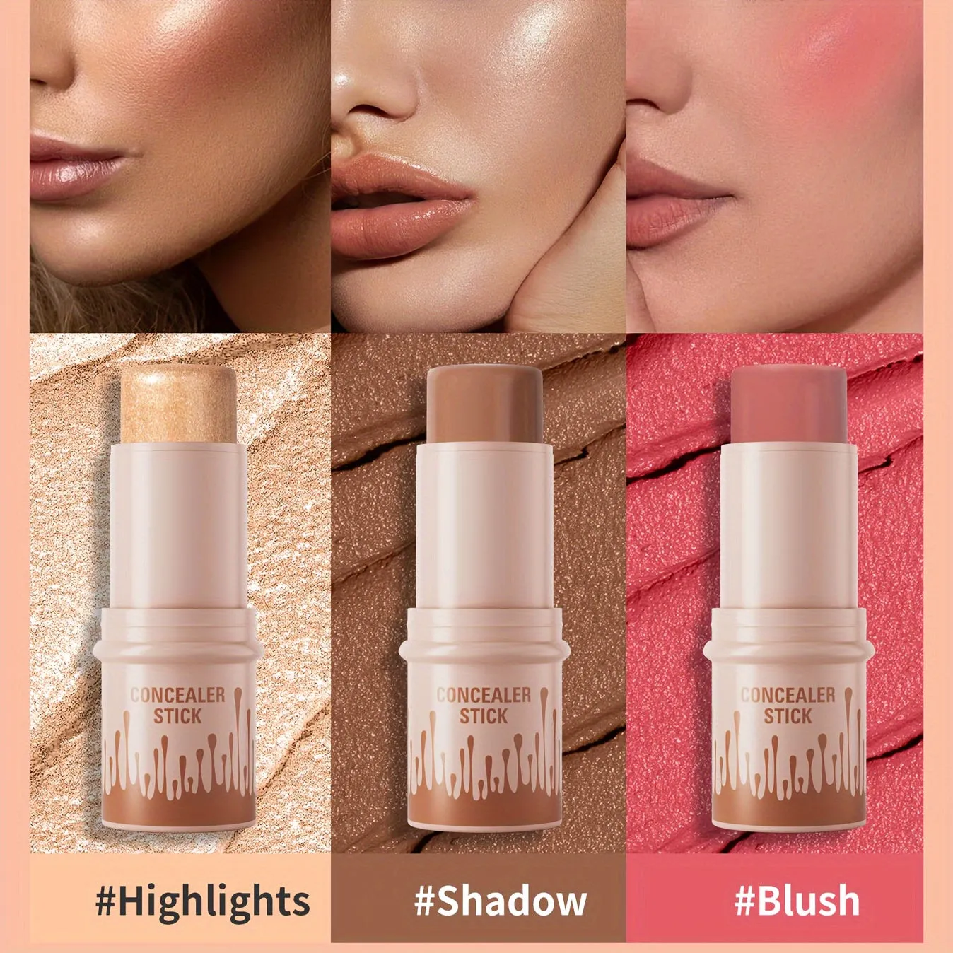 3-Piece Waterproof Cream Makeup Stick Set