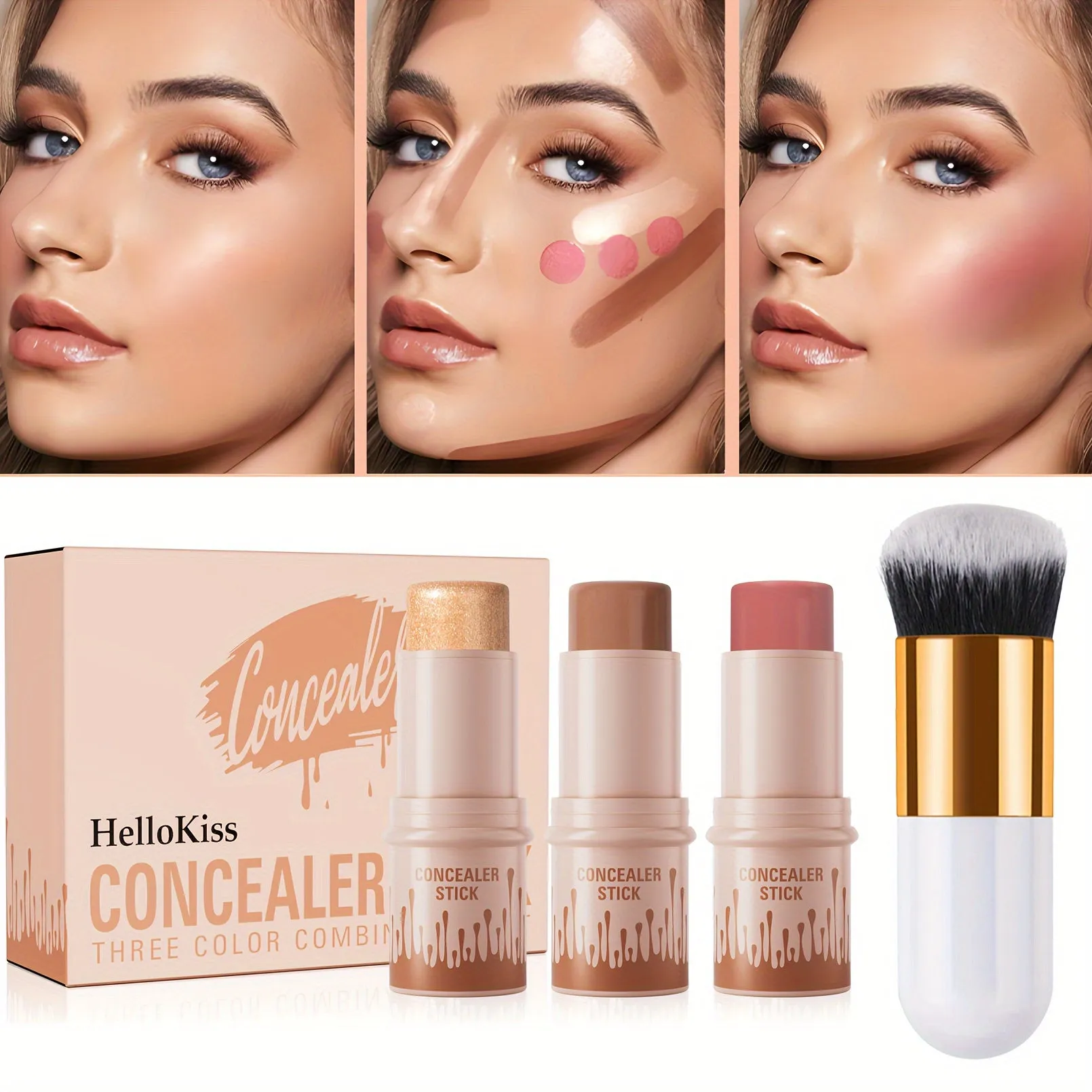 3-Piece Waterproof Cream Makeup Stick Set