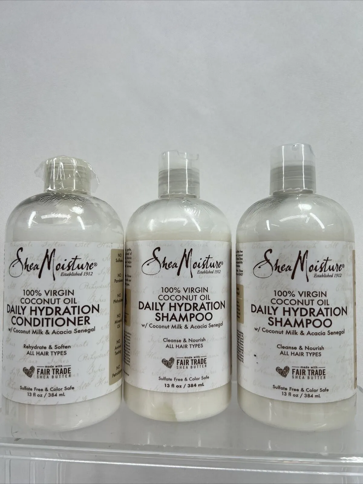 (3) Shea Moisture Virgin Coconut Oil Daily Hydration Shampoo & Conditioner 13 oz