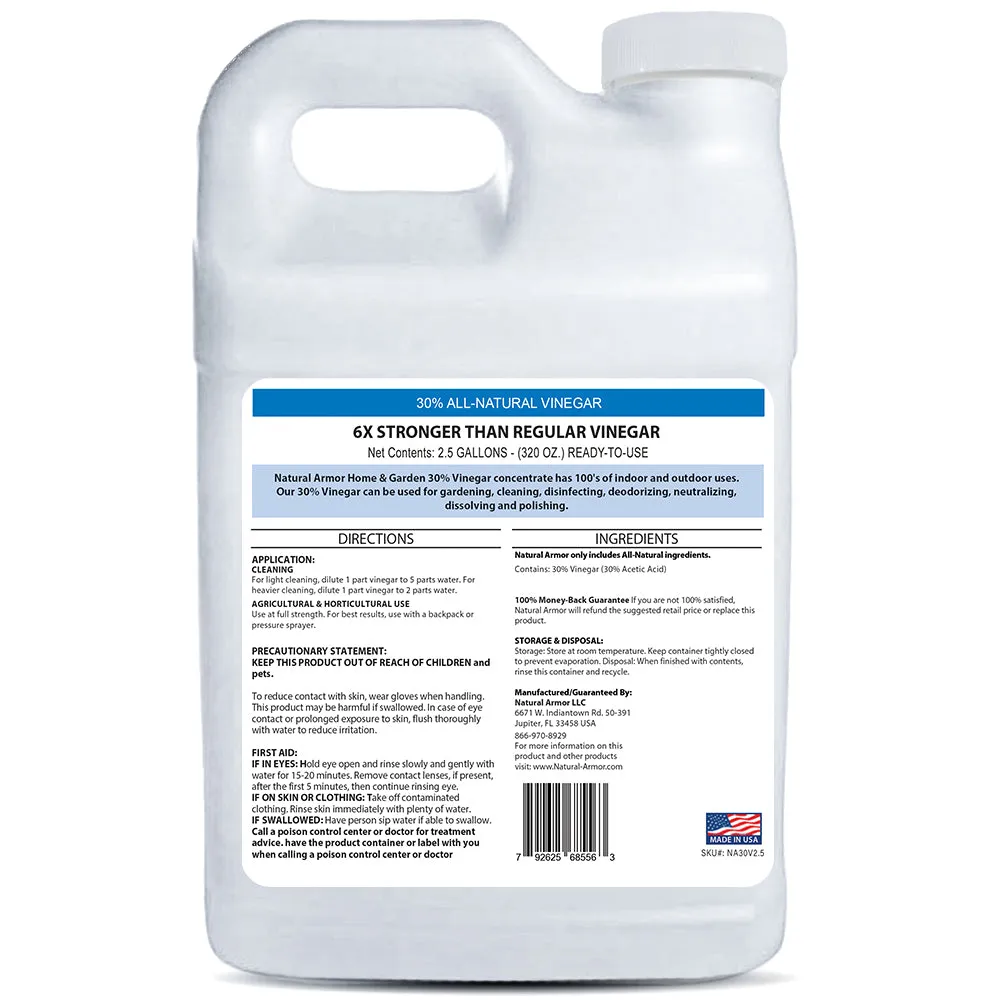 30% Vinegar - 2.5 GALLONS (320 oz)