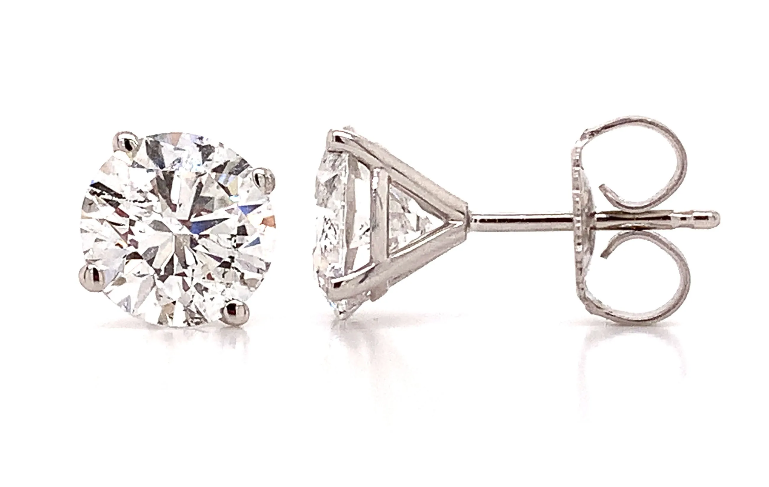 3.01ctw GIA Certified Diamond Studs 4 Prong Martini Setting