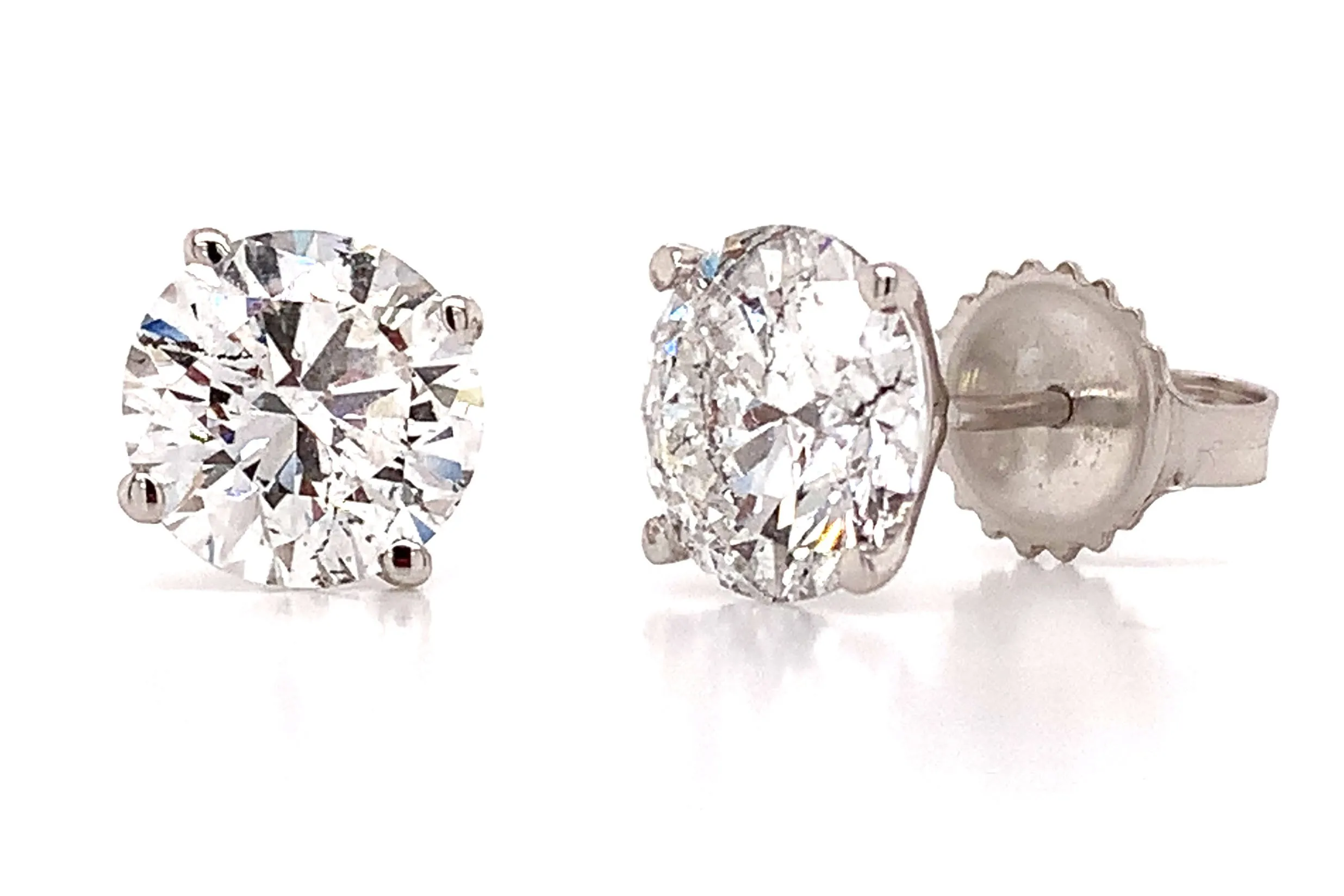 3.01ctw GIA Certified Diamond Studs 4 Prong Martini Setting