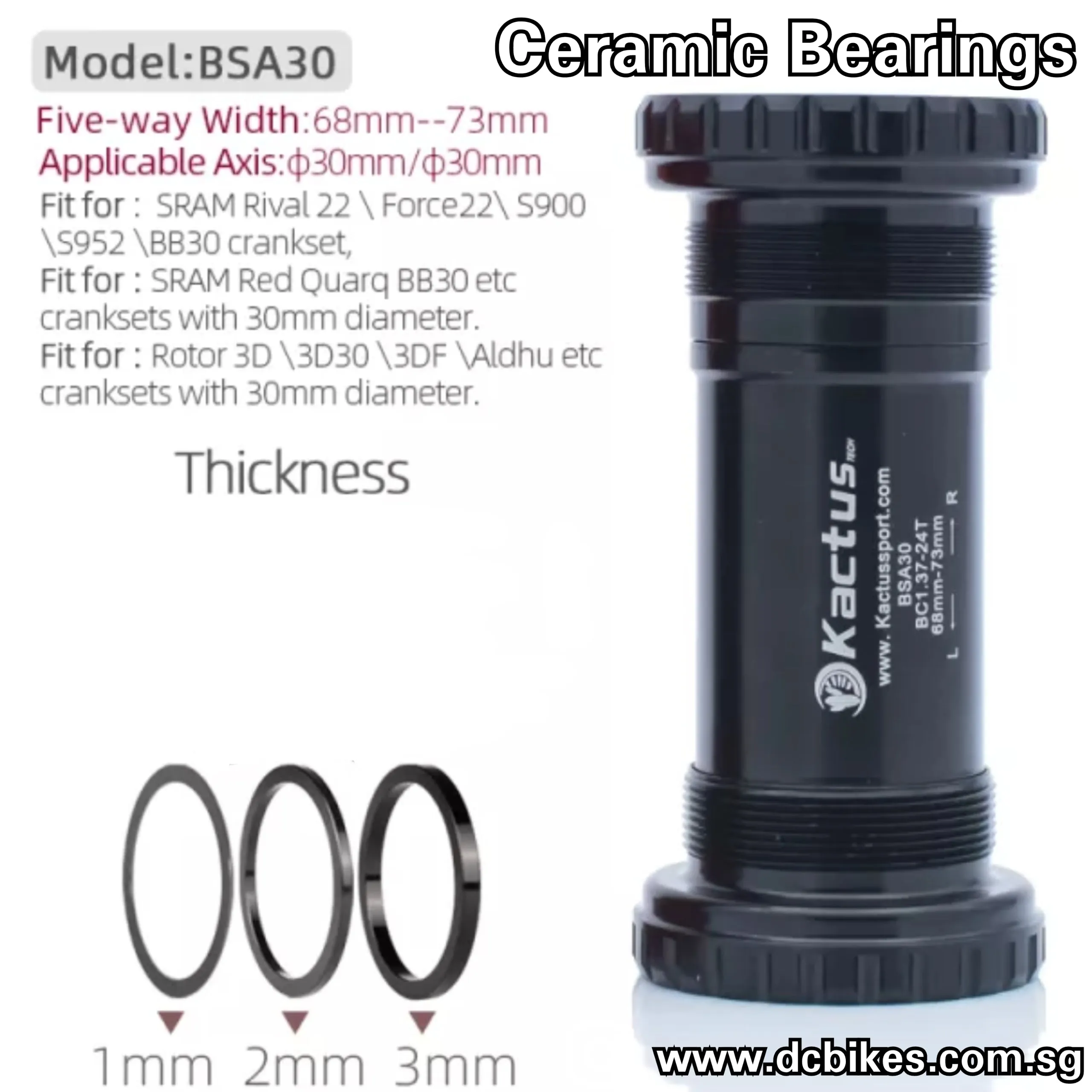 30mm BSA30 68/73mm Threaded Bottom Bracket BB