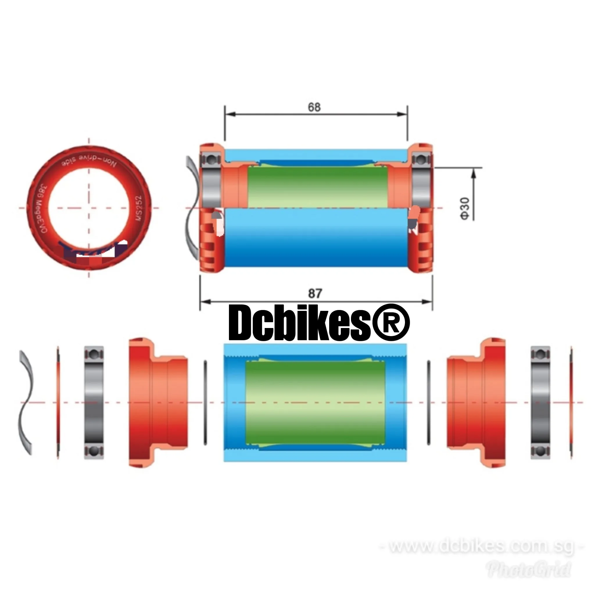 30mm BSA30 68/73mm Threaded Bottom Bracket BB
