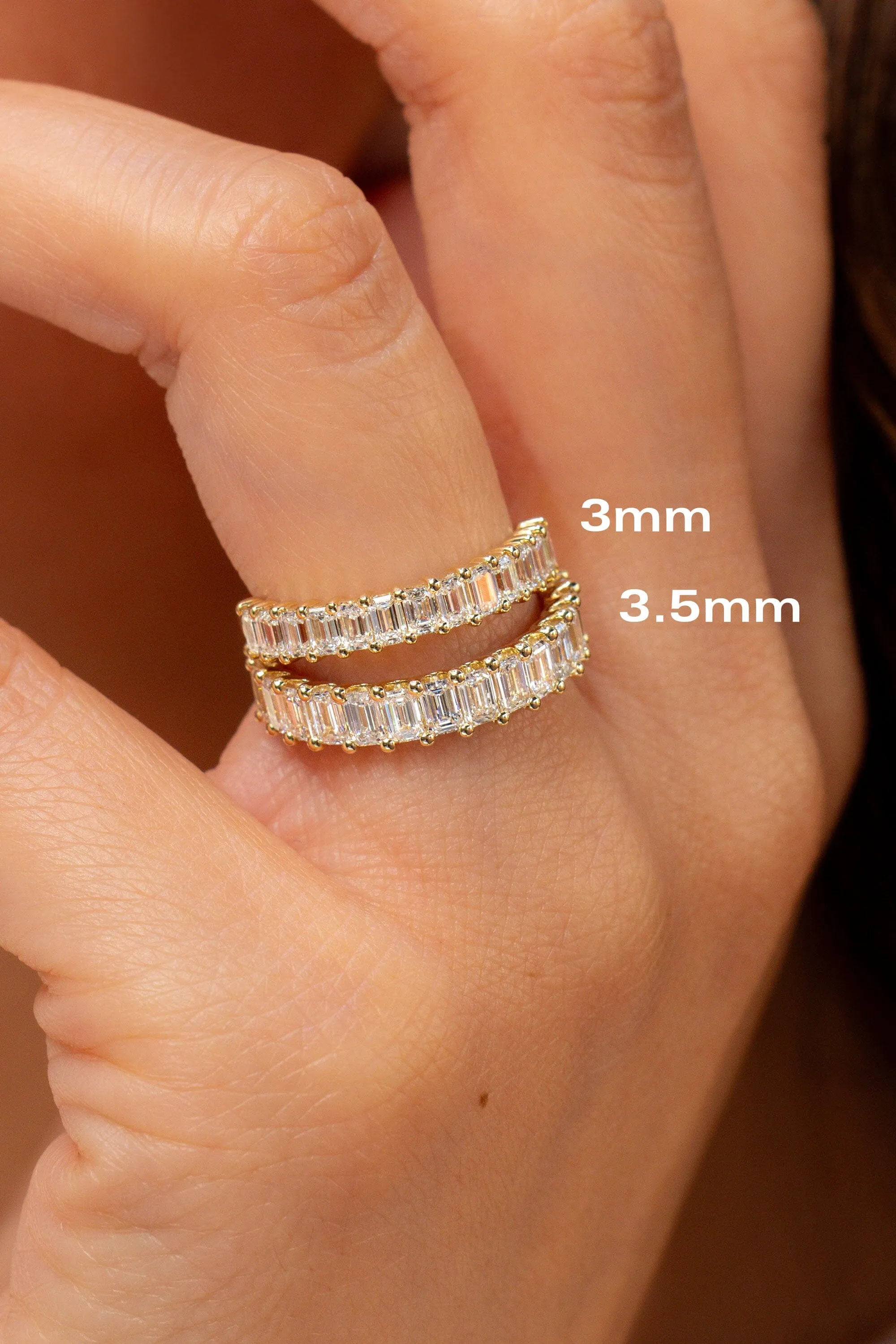 3.0mm North-South Emerald Diamond Ring